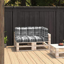 Buyounger Cuscini per Divano Pallet 3 pz Grigio Motivo a Quadri