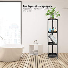 Scaffale da bagno a 4 strati, robusto ad angolo, moderno e indipendente, utilizzabile in soggiorno, camera da letto, bagno, colore: nero