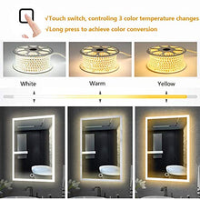 AUPERTO Specchio da bagno a LED – 50 x 70 cm specchio da parete con sensore a tocco, bianco caldo/bianco caldo, sospensione verticale o orizzontale