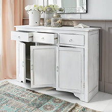 Loberon Comò Gavalier, Legno di Mogano, MDF, L/A/P ca. 130/90/40 cm, Bianco Antico