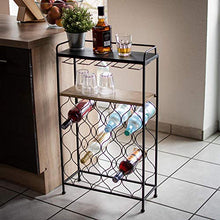 RM Design - Portabottiglie in metallo per bottiglie di vino, per 18 bottiglie, colore: Nero