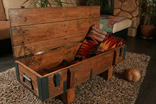 Cassapanca in legno di pino, stile antico e rustico, ideale per cottage vintage