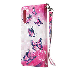 Saceebe Compatibile con Galaxy A50 Custodia pelle Cover a libro PU Flip Case Cover [Custodia in pelle con motivo dipinto 3D] Portafoglio Con cordino Protettive Bumper Morbido,Farfalla viola