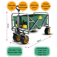 Generic Brands - Carrello pieghevole pieghevole da giardino, con 4 ruote in schiuma larghe da 17,8 cm, carico massimo 120 kg, carrello pieghevole da giardino