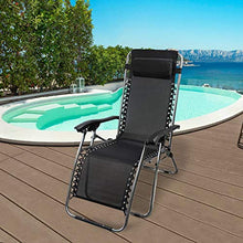 Mediawave Store - Sedia Sdraio Nera Pieghevole EVERTOP 604001 Totalmente reclinabile gravità Zero