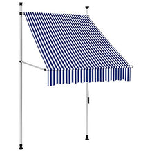 Tidyard Tenda da Sole Retrattile Manuale, Tenda da Balcone 100 cm a Strisce Blu e Bianche