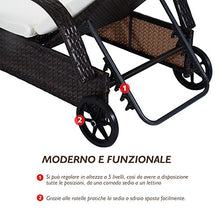 Outsunny Set Mobili da Giardino 2 Sdraio e Tavolino Lettino Prendisole Reclinabile con Rotelle Rattan Marrone