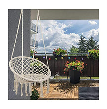 BaiJaC Sedute multifunzionali, Sling di Cotone Nappa Rotondo Beige, Sedia a Battente per Cortile, Camera da Letto, Patio, Giardino, Interni, all'aperto, Amaca con Supporto