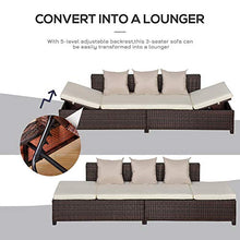 giordano shop Divano da Esterno 3 Posti 220x68x62 cm in Rattan Marrone