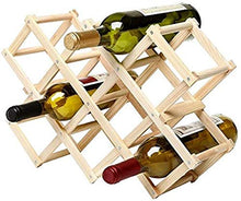 SWAMEY Foldable Wooden Wine Rack Organizer Display Shelf, 45 X 31 X 12Cm, Capacity 10 Bottle (Carbonized Color,No Oil Paint)