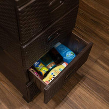 ADGO Armadio con 4 cassetti, in rattan, per camera da letto, armadio, in plastica, 38 x 45 x 90 cm, marrone