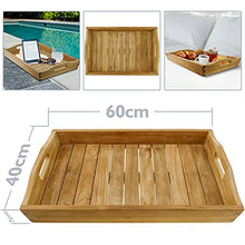 PrimeMatik - Piatto da Bagno con Manici in Legno di Teak Certificato Spa Benessere 60 x 40 x 7 cm