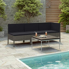 FAMIROSA Set Divani da Giardino 3 pz con Cuscini in Polyrattan Grigio-0204