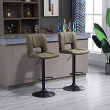 giordano shop Set 2 Sgabelli Imbottite da Bar 41,5x51x94-115 cm in Tessuto Cachi e Nero