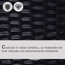 Outsunny Divano da Esterno in Rattan, Set 5 Pezzi con Pouf, Salottino per Il Giardino Nero e Bianco 96cmx 65cmx 65cm