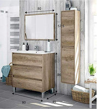 Salone Kit Mobile Bagno Dakota 3C CM.80X45X86H Rovere con Specchio