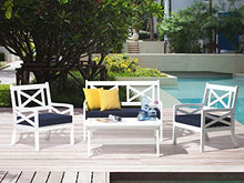 Beliani Panchina da Giardino Bianca con Cuscino Blu Baltic