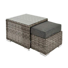 Gartentraum Pratico Set Sgabello-Tavolo in Look Rattan - Lounge-Set Pari