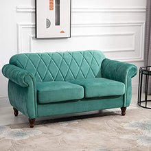 homcom Divano 2 Posti in Legno e Velluto Verde, Spessa Imbottitura, Design Vintage rétro, 148 x 72 x 76cm