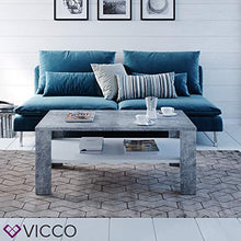 Vicco Tavolino da divano Tavolino da salotto Cemento Bianco con ripiano