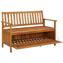 Panchina da giardino con vano portaoggetti, 120 cm, in legno di acacia