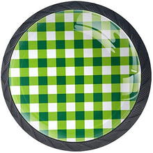 Pattern plaid verde chiaro verde scuro Pomelli per Porta Set di 4 Pomelli per Mobili Manopole per Cassetti Cucina Armadio Vetro
