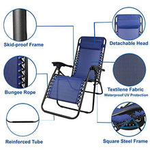 Todeco Sdraio per Giardino, Sedia Pieghevole A gravità Zero, 165 x 112 x 65 cm, Blu, con Cuscino, Textilene, Carico Massimo: 100 kg, Materiale: Acciaio