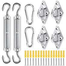 MoonSing Kit di Fissaggio per Vela Parasole, 40 Pezzi 304 Acciaio Inossidabile Kit di Installazione per Tenda a Vela da Sole per Ombra Giardino Patio Rettangolare e Triangolare