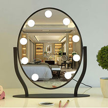 Specchio per Trucco con 9 lampadine Specchio per Trucco a LED in metallo nero Tre tipi di Specchio luminoso Luminoso Specchio Cosmetico Rondes Avec Miroir Adatto per specchiera da bagno Può essere ruo