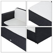 Outsunny Set Mobili Poggiapiedi con Cuscini da Giardino in PE Rattan