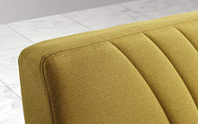 Divano 3 posti in tessuto lavabile giallo senape - 220 x 88 x 83h cm, vano contenitore, trasformabile in letto una piazza e mezza