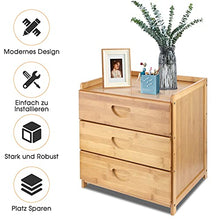 Comodino Bamboo, Comodino Comodino con 3 Cassetti per Soggiorno Cameretta 36 X 31 X 40 Cm