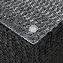 E E-NICES Tavolino Laterale Piano in Vetro Nero 35x35x52 cm in Polyrattan