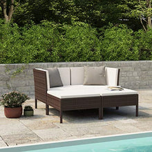 FAMIROSA Set Divani da Giardino 4 pz con Cuscini in Polyrattan Marrone-6965
