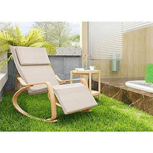 Hfyg Lettino Prendisole Sedia a Dondolo per la Pausa Pranzo per Adulti in Legno Beige Chaise Longue
