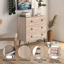 Comodino con 3 cassetti, Comodino per camera da letto, legno, 72x35x75.5cm