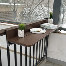 SFSGH Tavolo Pieghevole da Esterno con ringhiera da Balcone, Tavolo Pieghevole da Parete, Tavolo da Balcone Regolabile (Colore: caffè, 8 Misure)