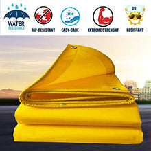 HAOXIANG Telo Resistente, Polietilene Cerato Ad Alta Densità E Doppio Rivestimento Impermeabile al 100% E Occhielli Rinforzati con Protezione UV,Giallo,5mx6m