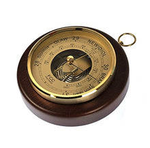 Welsh Language 170mm Barometer Gold/Mahogany Finish Round - WL 1024