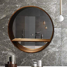 XIAOQIAO Specchio da Bagno con Ripiano Portaoggetti Specchio da toeletta Rotondo Nordico Specchio da Portico in Legno di Moda Semplice da Appendere, per vanità da Bagno