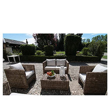 Vacchetti S.p.A Salotto Manila Rattan con Cuscini Set 4 Pezzi