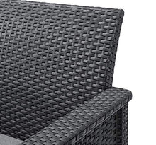 Keter Emma Balcony Set, Set Mobili da Giardino in Rattan con 2 Poltrone e Tavolino , Grafite