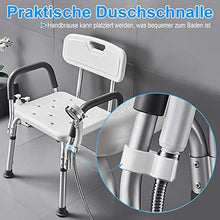 LZQ, sgabello da doccia regolabile in altezza a 5 livelli, 37,5 - 50,5 cm, con braccioli e schienale antiscivolo, seduta in alluminio e plastica HDPE