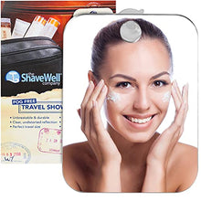 Shave Well Specchio Doccia da Viaggio Anti-Appannamento - Specchio Trucco e Rasatura - Gancio a Ventosa Rimovibile - Specchio Portatile per Viaggi, Campeggio, Palestra - Specchio Senza Cornice
