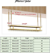 HTDZDX Bar/Pub Double Layer Wine Rack con Supporto Calici - Attaccatura di Parete di Vetro E Bottiglie di Vino Cabinet Organizzatori - Oro Ferro Frame - Decorazione della Parete Soffitto