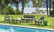 Dmora Salottino da Esterno con 2 poltrone 1 Divano 1 tavolino con Cuscini, Made in Italy, Color Antracite - Arredi Casa