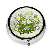 Edelweiss Swiss Mountain Flowers - Contenitore rotondo per pillole a 3 scomparti, in metallo, per medicina e vitamine, per viaggi all'aperto