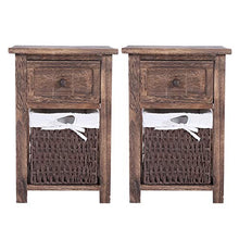 DFGH Comodino, 2pcs / Set Casisdale in Legno Naturale con Cassetti E Cestino (Marrone)
