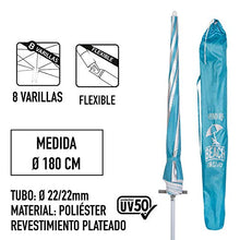 Aktive 62176 – Ombrellone da spiaggia, 180 cm, con picchetto integrato e protezione UV 50, colore: blu