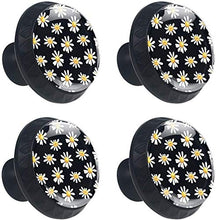 Little Daisy Flowers Black Pomelli per Porta Set di 4 Pomelli per Mobili Manopole per Cassetti Cucina Armadio Vetro